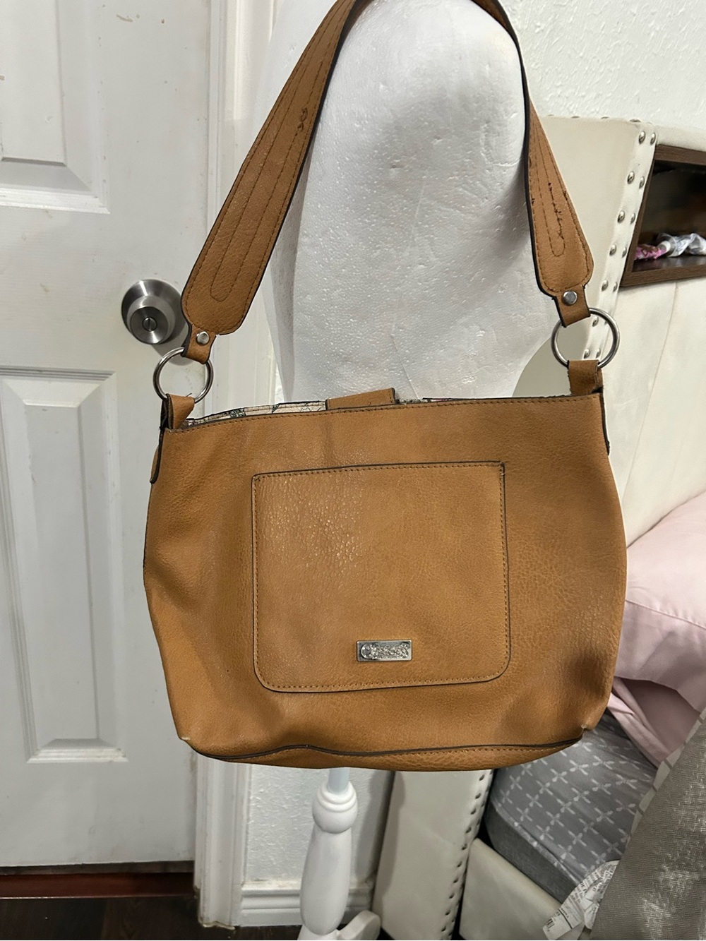 Carlos by Carlos Santana Tan Shoulder Bag with Silver Hardware